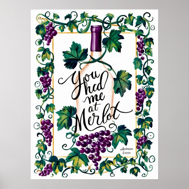 Du hattest mich bei Merlot Wine Lover Custom Poster (Vorne)