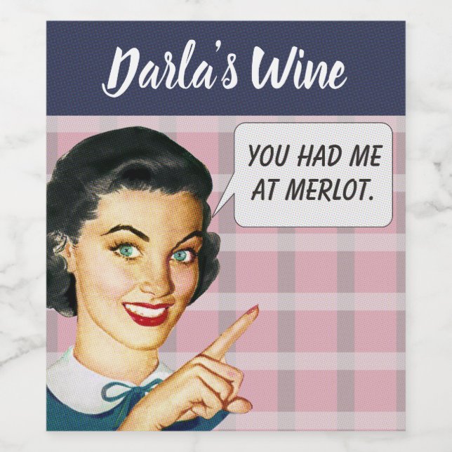 Du hattest mich bei Merlot wine Weinetikett (Einzelnes Label)