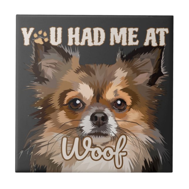 Du hattest mich in Woof | Spitz Hunde Liebhaber Fliese (Vorderseite)