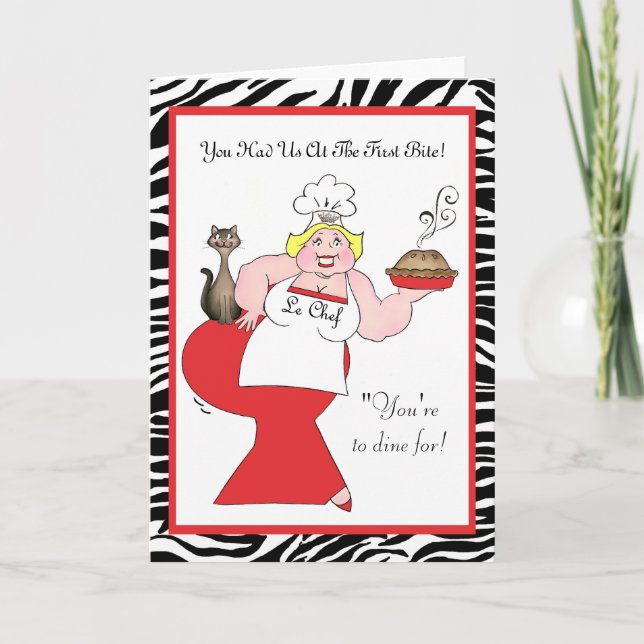 "Du hattest uns am ersten Bissen!" Dankeskarten Karte (Vorderseite)