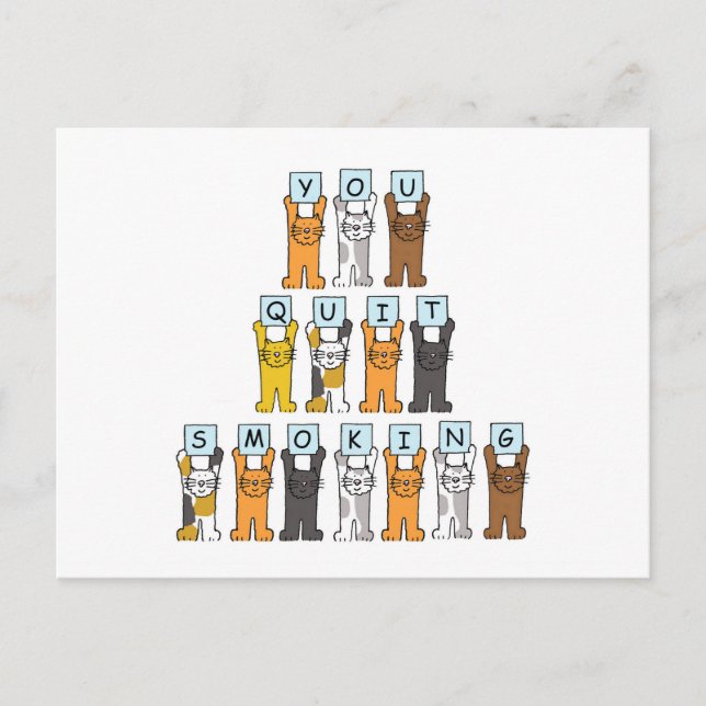Du hörst auf zu rauchen Cartoon Katzen Postkarte (Vorderseite)