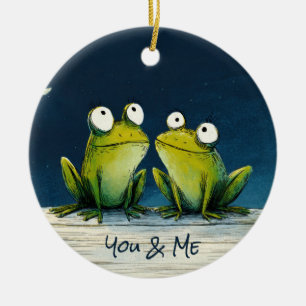 Du & ich Frösche – Süße romantische Tierkunst Keramik Ornament