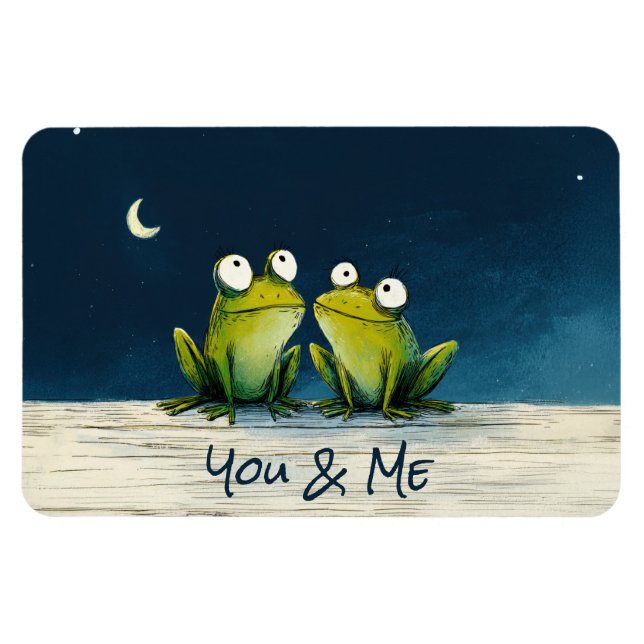 Du & Ich Frösche – Süße romantische Tierkunst Magnet (Horizontal)