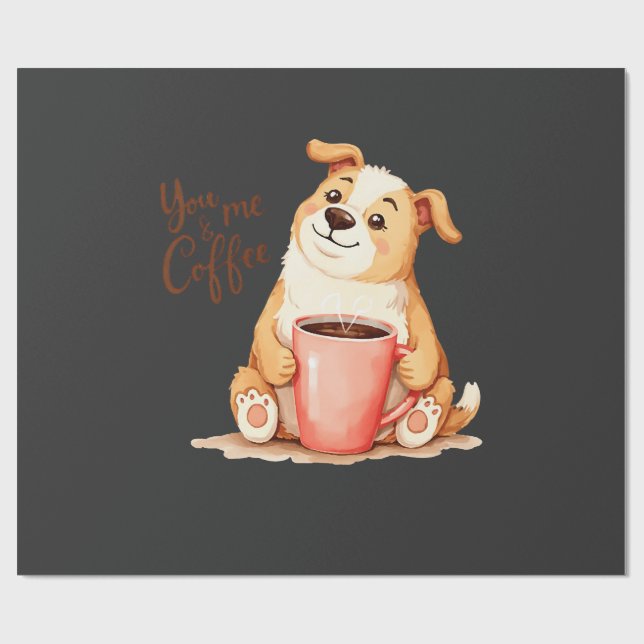 Du & ich Kaffee - Süßer Corgi & Gemütlicher Kaffee Geschenkpapier (Flach)