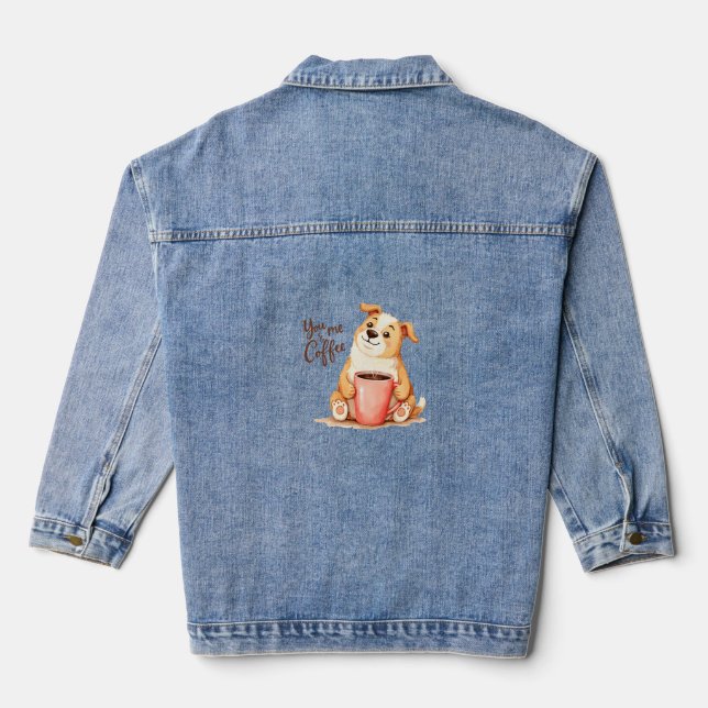 Du & ich Kaffee - Süßer Corgi & Gemütlicher Kaffee Jeansjacke (Rückseite)