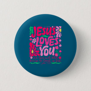 Du Jesus Boho Floral Religiöser Glaube Button