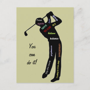 Du kannst es tun! Golf, Sport, Motivierend Worte Postkarte