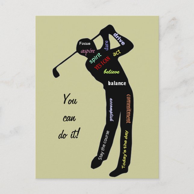 Du kannst es tun! Golf, Sport, Motivierend Worte Postkarte (Vorderseite)