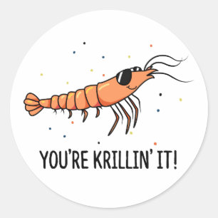 Du killst es Krillin Es ist ein lustiger Krill-Wor Runder Aufkleber
