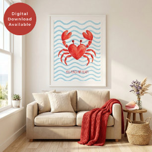 Du kneifst mein Herz Aquarell-Rote Krabbe Valentin Poster