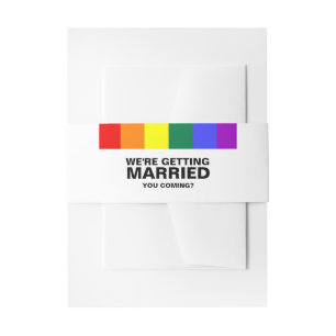 Du kommst auf Rainbow Gay Wedding Einladungsbanderole