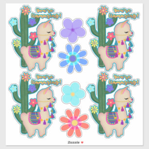 Du lachst!   Adorable Llamas und Blume Aufkleber