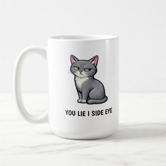 Du lügst, ich schiele Funny Graue Katze Zitat Kaffeetasse