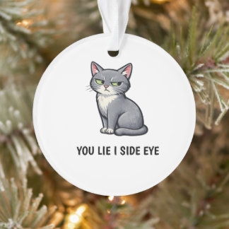 Du lügst, ich schiele Funny Graue Katze Zitat Ornament
