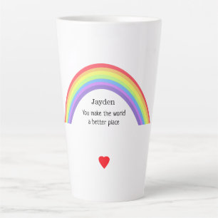 Du machst die Welt besser. Regenbogen. Personalisi Milchtasse