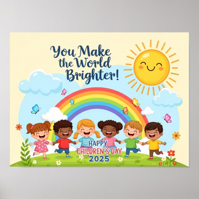 Du machst die Welt heller Kinder Tag Poster (Vorne)