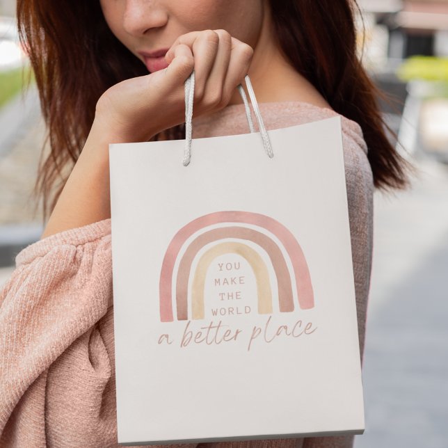 Du machst die Welt zu einem besseren Ort für Gesch Mittlere Geschenktüte (Empower someone special with this, "You make the world a better place" gift bag! )
