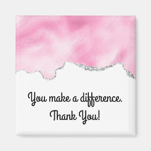 Du machst einen Unterschied Pink & Silber Faux Gli Magnet