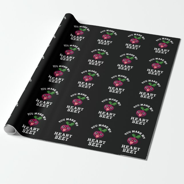Du machst mein Herz Beet Funny Veggie Pun Dark BG Geschenkpapier (Ungerollt)