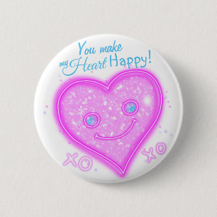"Du machst mein Herz glücklich!" Kawaii-Button-Bu Button