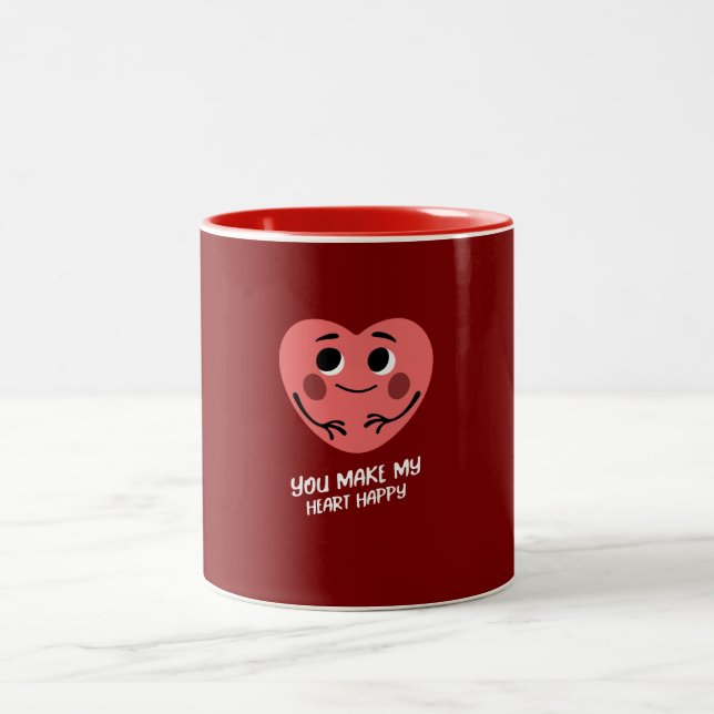 Du machst mein Herz glücklich Valentine Zweifarbige Tasse (Mittel)