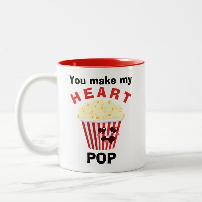 Du machst mein Herz Pop Valentines Geschenk Zweifarbige Tasse (Links)