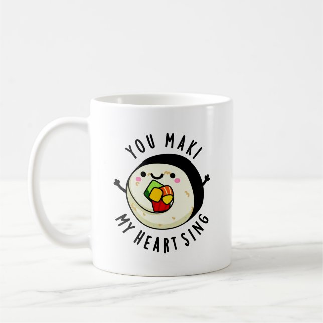 Du machst mein Herz Sing Funny Sushi Pub Kaffeetasse (Links)