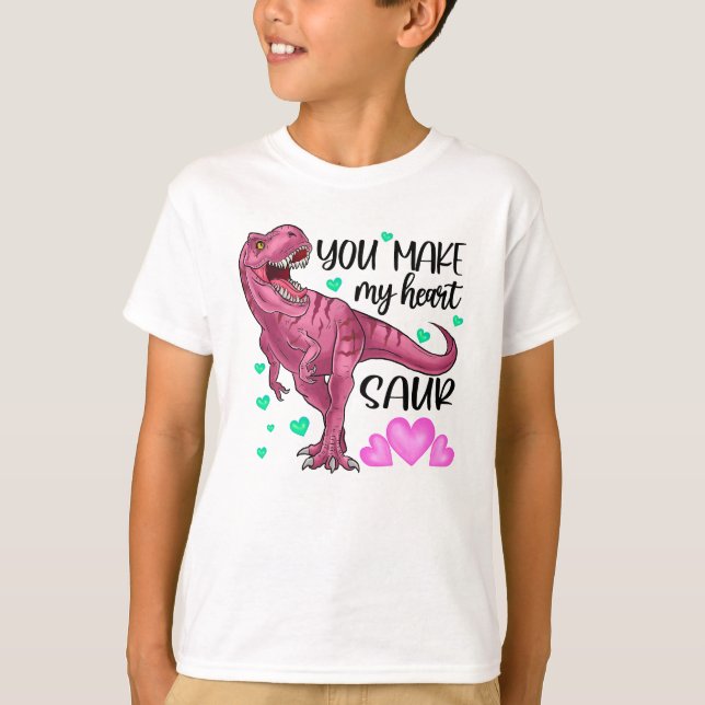 Du machst meinen Herzsaur Dinosaurier Valentinstag T-Shirt (Vorderseite)