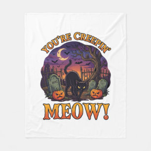 Du machst mir Angst Halloween schwarze Katze Kürbi Fleecedecke