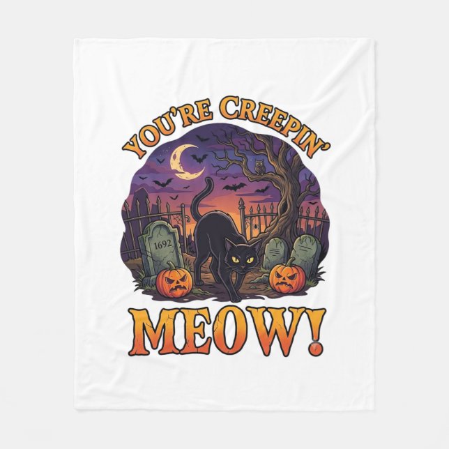 Du machst mir Angst Halloween schwarze Katze Kürbi Fleecedecke (Vorderseite)