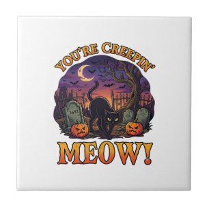 Du machst mir Angst Halloween schwarze Katze Kürbi Fliese