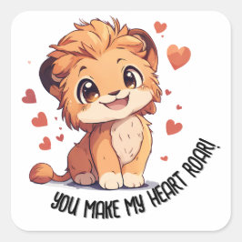 Du machst mir das Herz zum Schweigen! Baby Lion Va Quadratischer Aufkleber