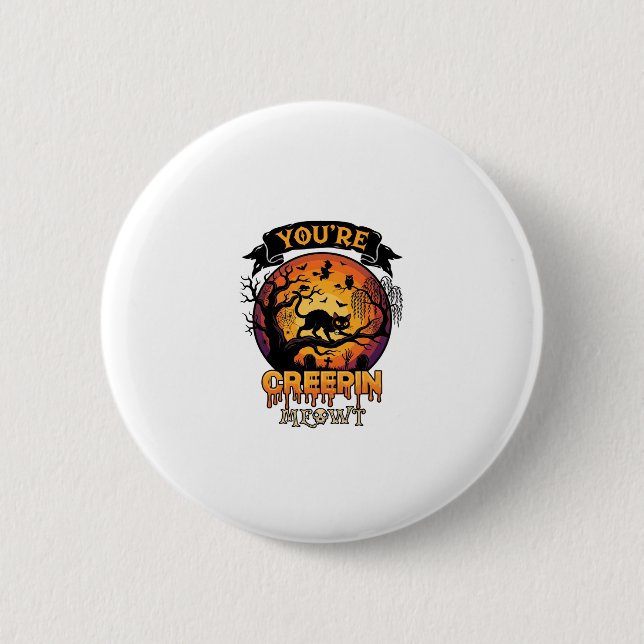 Du machst mir Halloween Angst Schwarze Katze Vollm Button (Vorderseite)