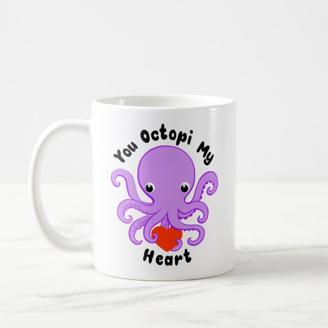 Du Octopi meine Herz-Tasse Kaffeetasse (Links)
