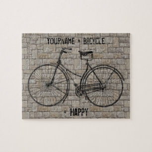 Du plus Fahrrad ergibt glückliche antike Backstein Puzzle