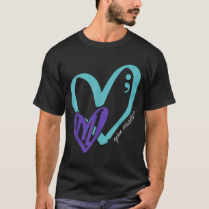 Du Präventionsbewusstsein Türkis Lila Herz T-Shirt