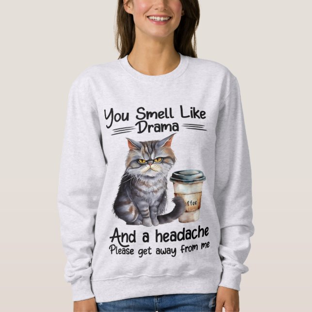 Du riechst wie Drama-Funny-Kat-Zitate Sweatshirt (Vorderseite)