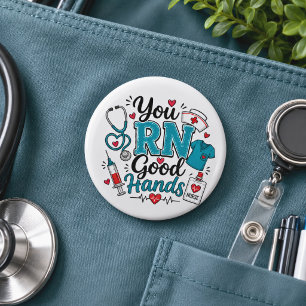 Du RN Gute Hände Krankenschwester Button