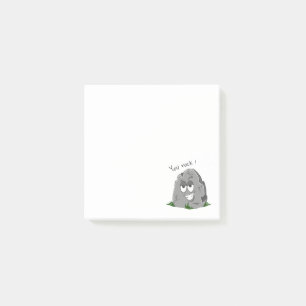 Du Rock! Funny Gray Cartoon Stone Post-it Klebezettel