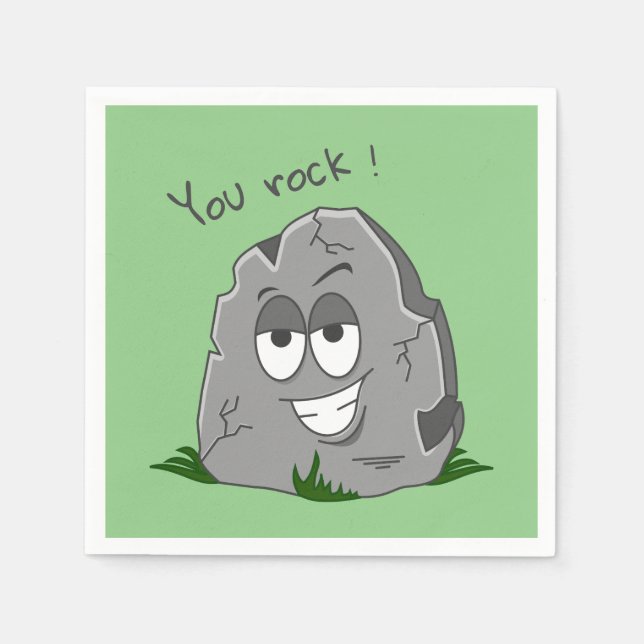 Du Rock! Funny Gray Cartoon Stone Serviette (Vorderseite)