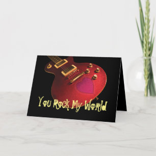 Du Rock My World Rockstar Guitar Heart Valentine Feiertagskarte