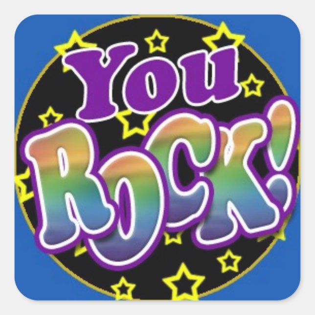 Du Rock! Quadratischer Aufkleber (Vorderseite)