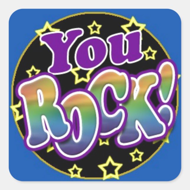Du Rock! Quadratischer Aufkleber (Vorderseite)