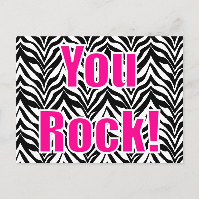 Du Rock! Zebra Print Postkarte (Vorderseite)