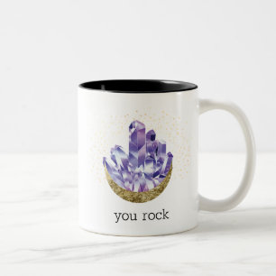 Du rockst Amethyst-Kristalle Mystische Wasserfarbe Zweifarbige Tasse