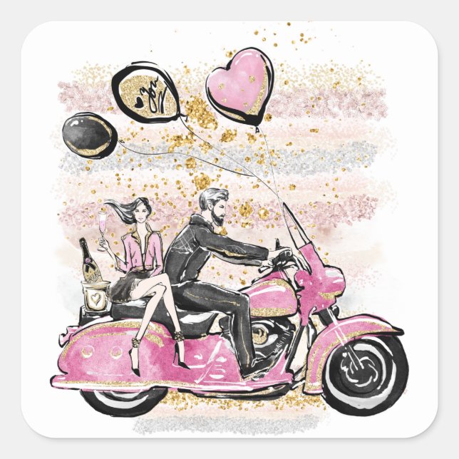 Du rockst meine Welt | Verallgemeinerung von Motor Quadratischer Aufkleber (Vorderseite)