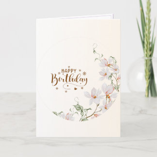 Du Rose Floral Wreath Folded Happy Birthday Card Karte