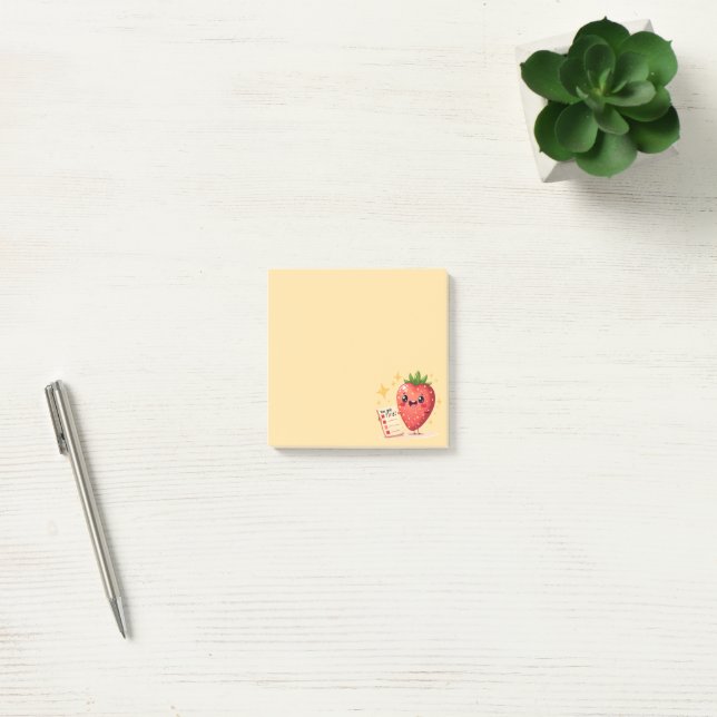 Du schaffst das! Fröhliche Erdbeer-Post-It-Notizen Post-it Klebezettel (Büro)