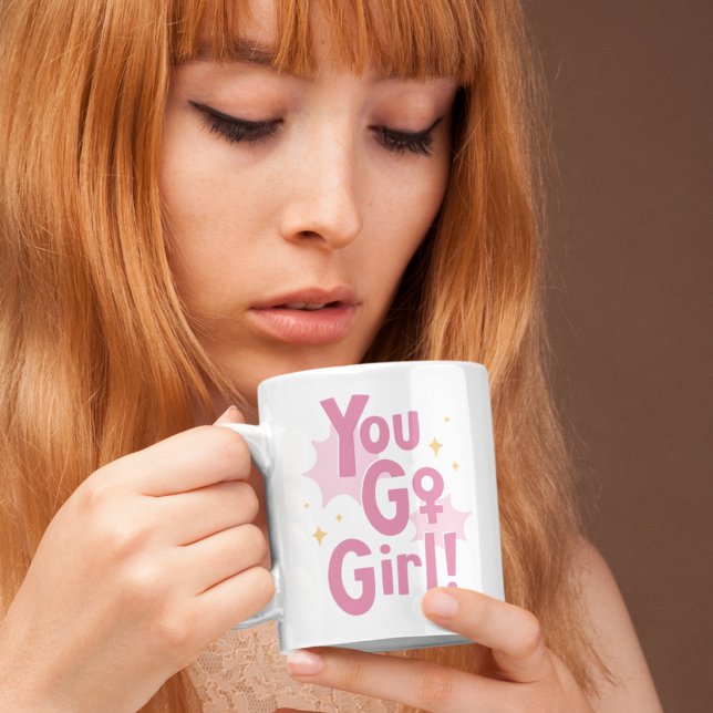 Du schaffst das Mädchen Rosa Tasse | Inspirierende (Von Creator hochgeladen)
