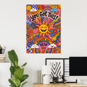 Du Schaffst Das Retro-Sonne Motivationsposter Bo Poster